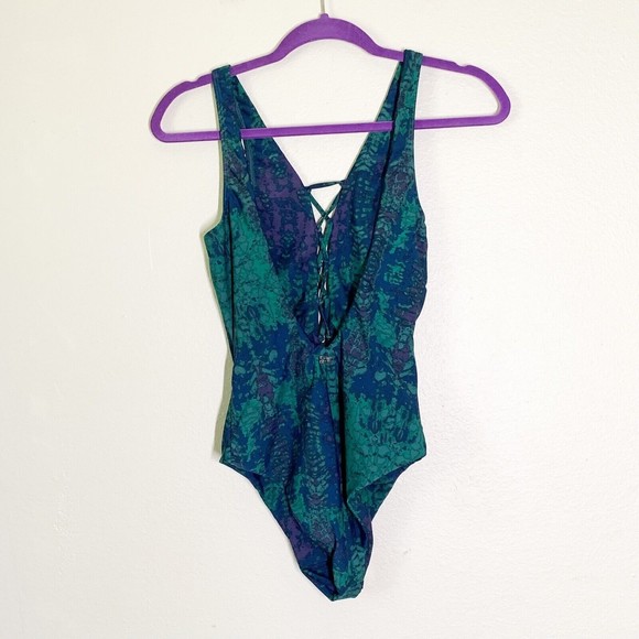 Volcom Stone Row x Georgia May Jagger Swimsuit S One Piece Green Blue - Picture 4 of 7